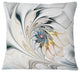 White Stained Glass Floral Art Floral Throw Pillow, 18"x18"