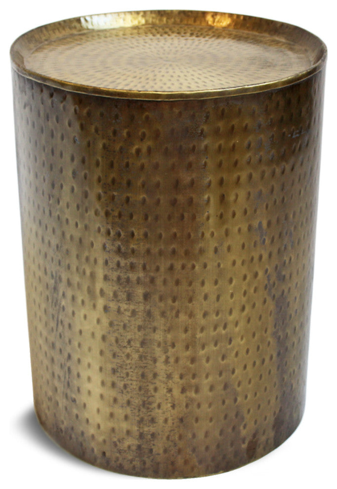 Brass Hammered Round Side Table
