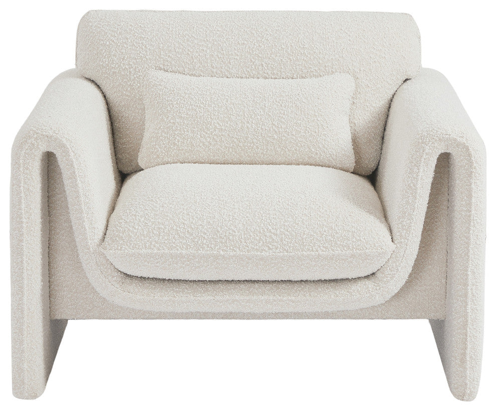 Stylus Boucle Fabric Upholstered Chair, Cream