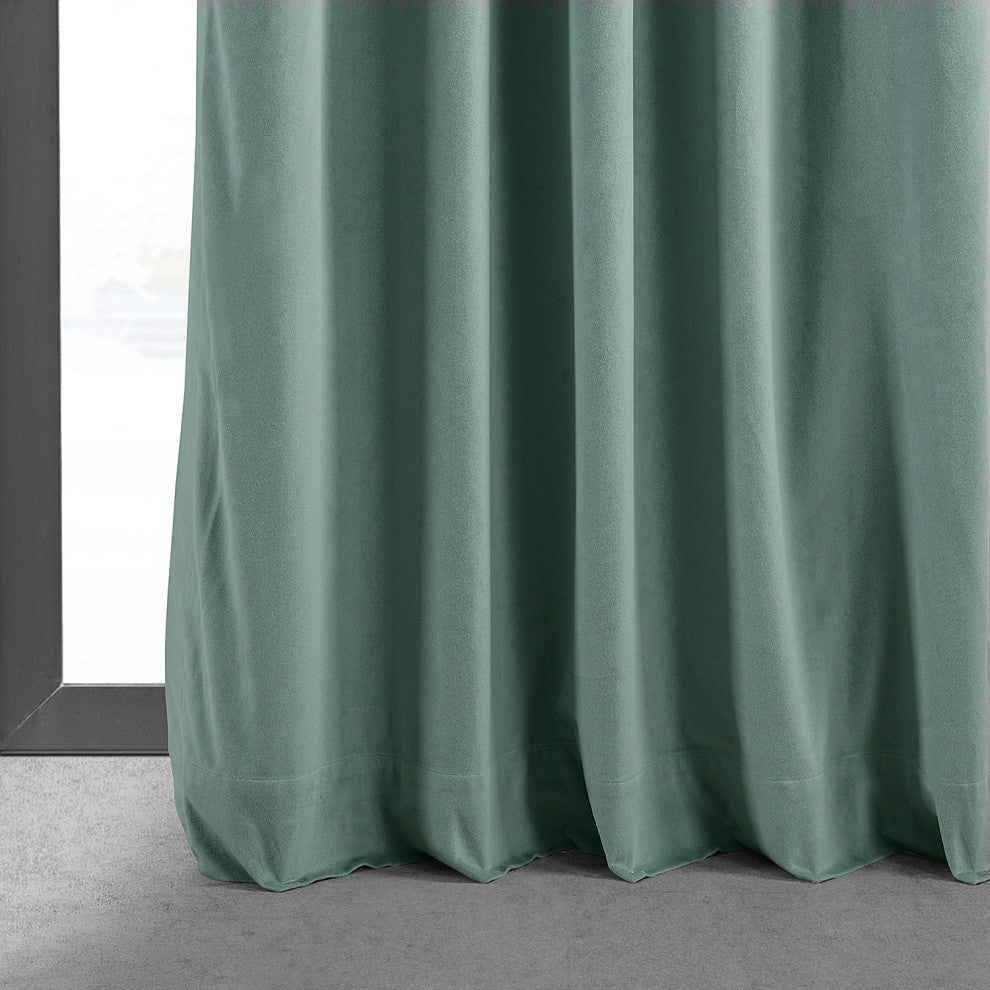 Signature Aqua Mist Blackout Velvet Curtain Single Panel, 50"x120"