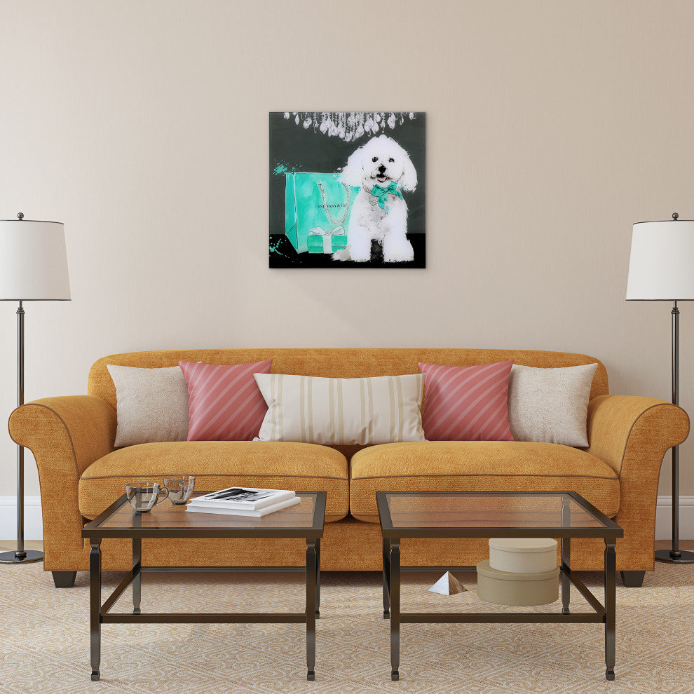 "Blue Ribbon" Dog Wall Art Graphic Print Frameless Free Floating Tempered Glass