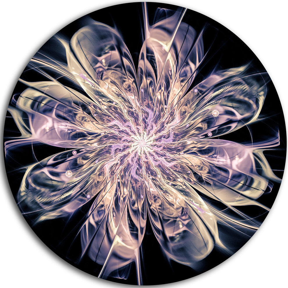 Blue Fractal Flower Petals, Floral Digital Art Round Wall Art, 23"