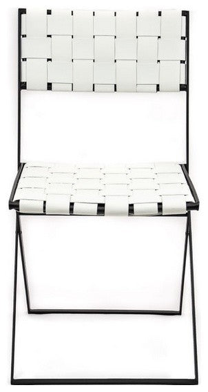 Deluxe Leather Folding Chair, White Leather