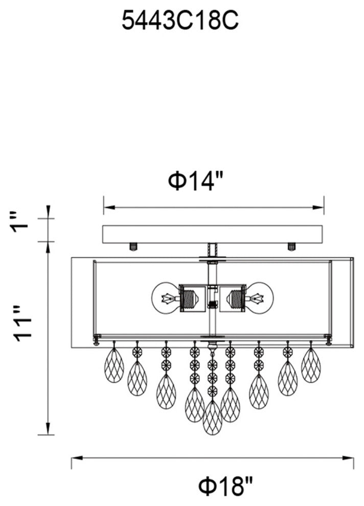 Dash Drum Shade Flush Mount, Black, 18"