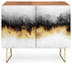 Deny Designs Black and Gold Sky Credenza, Walnut, Gold Steel Legs