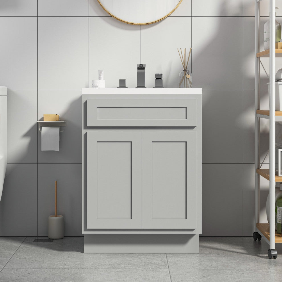 Vanity Art Vanity Base Cabinet, No Top, 24", Gray