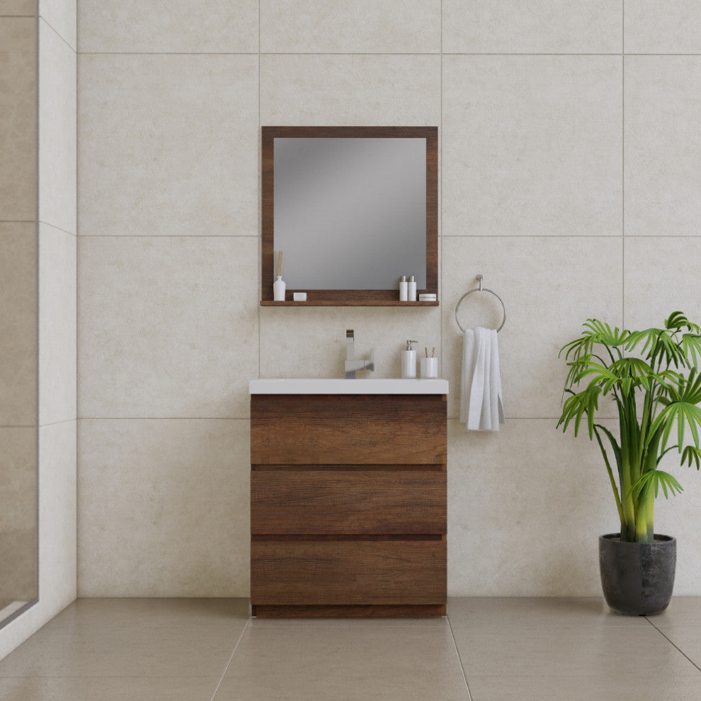 Paterno 30" Bathroom Vanity With Sink, Rosewood