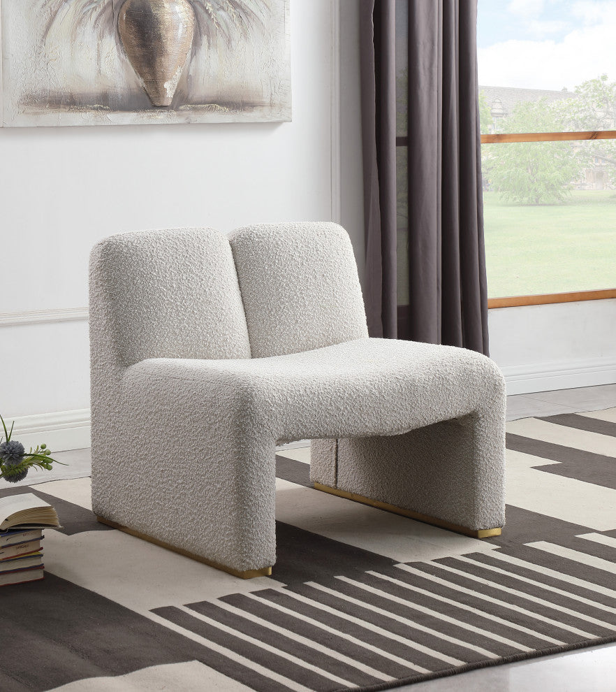 Alta Boucle Fabric Upholstered Accent Chair, Cream