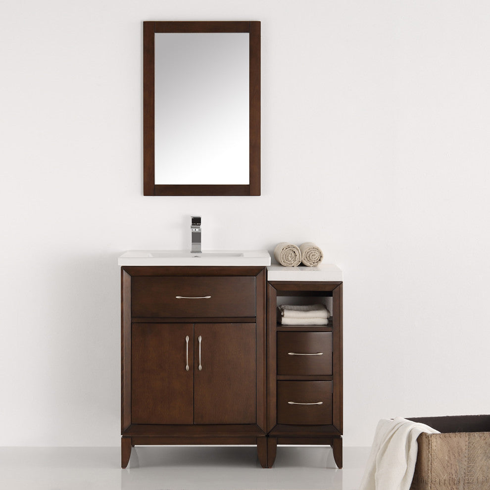 Cambridge 36" Antique Coffee Traditional Bathroom Vanity With Mirror, FFT1030CH