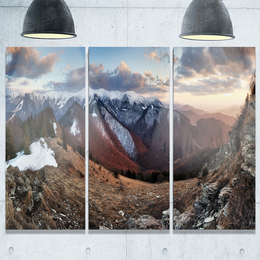 "Layers of Foggy Hills Panorama" Metal Wall Art, 3 Panels, 36"x28"