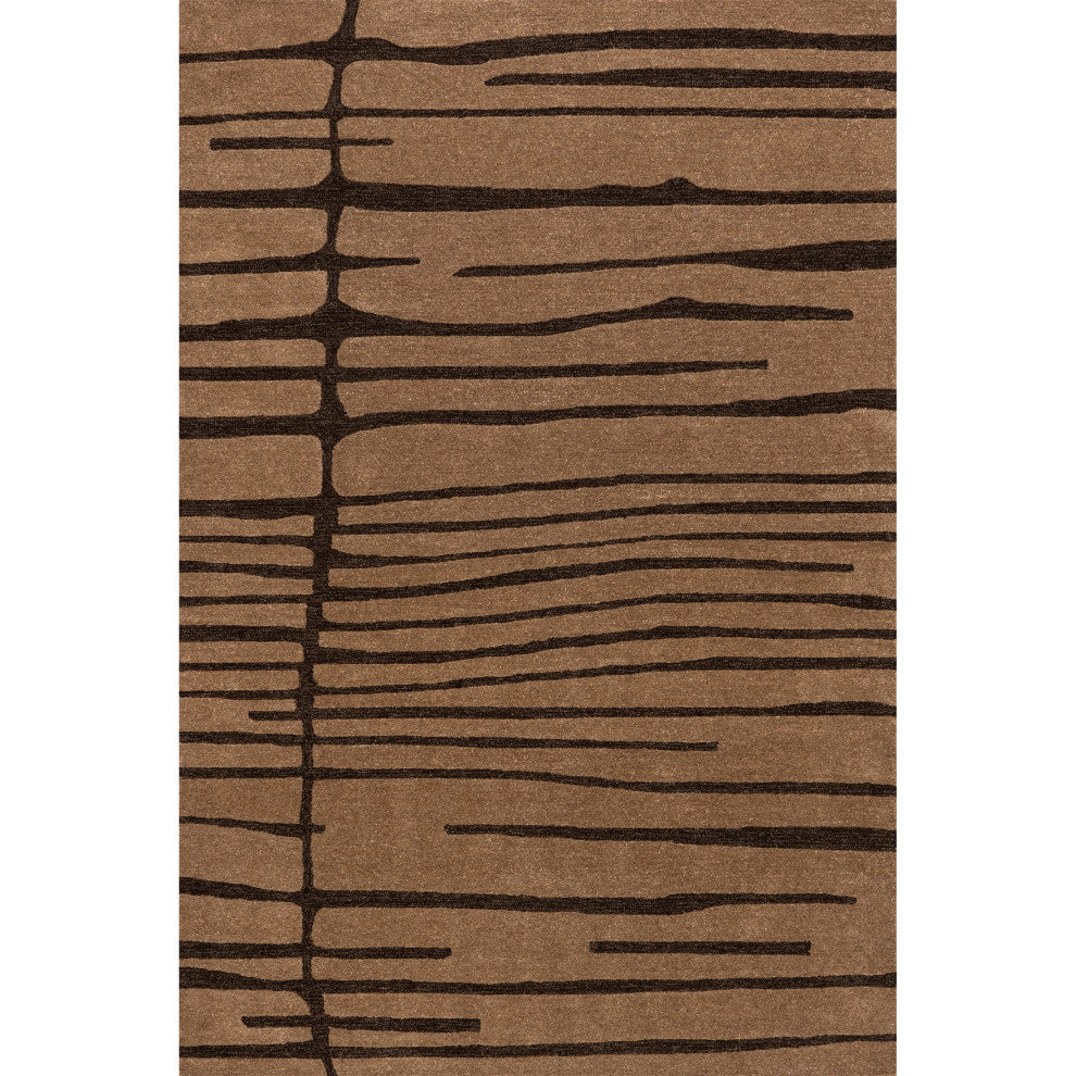 Parsa Striped Wool Area Rug, Brown 8'x10'