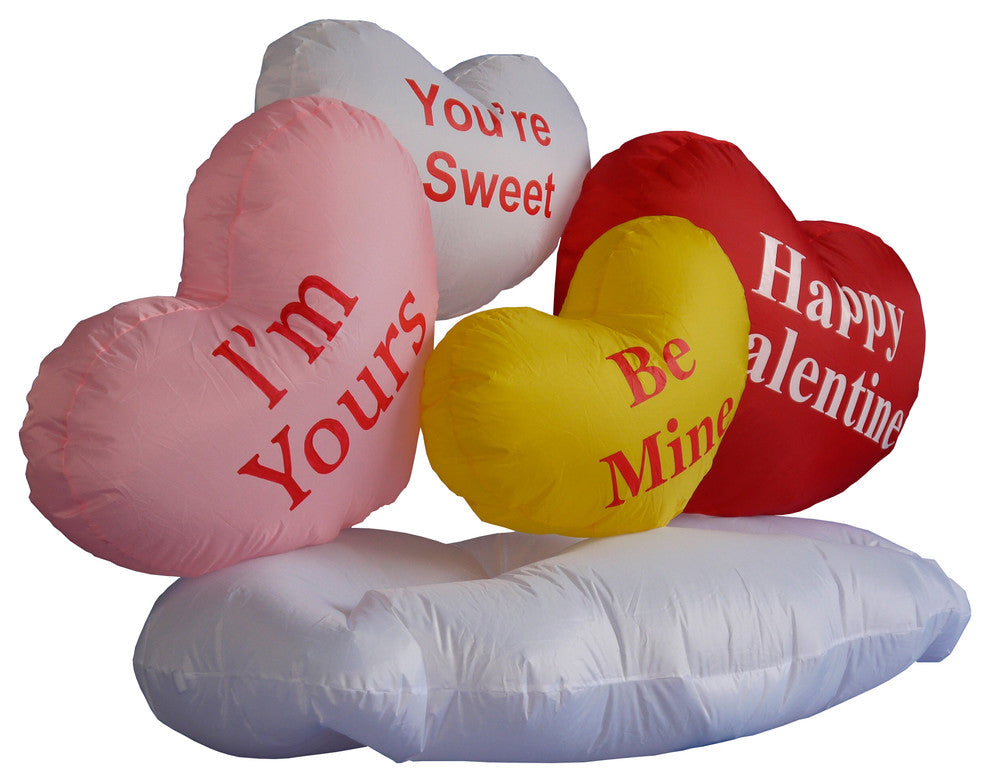 Valentine's Day Inflatable Love Hearts & Cloud Yard Decoration, 5' Long