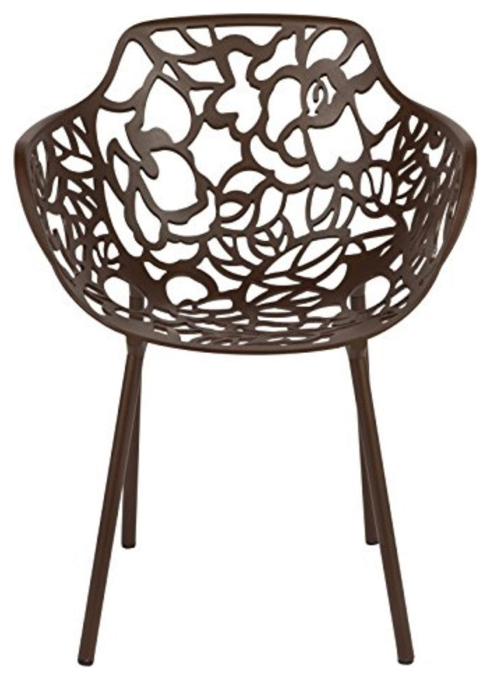 LeisureMod Modern Devon Aluminum Chair, Set of 2 Brown
