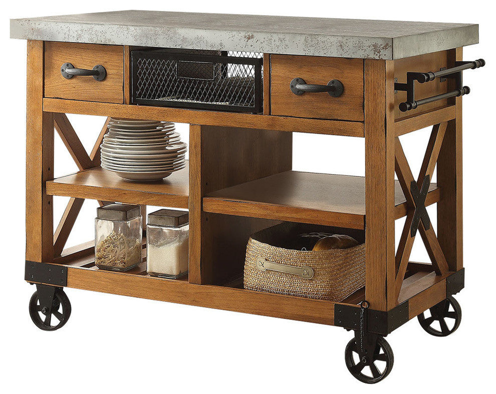 Kailey Cart, Antique Oak Finish