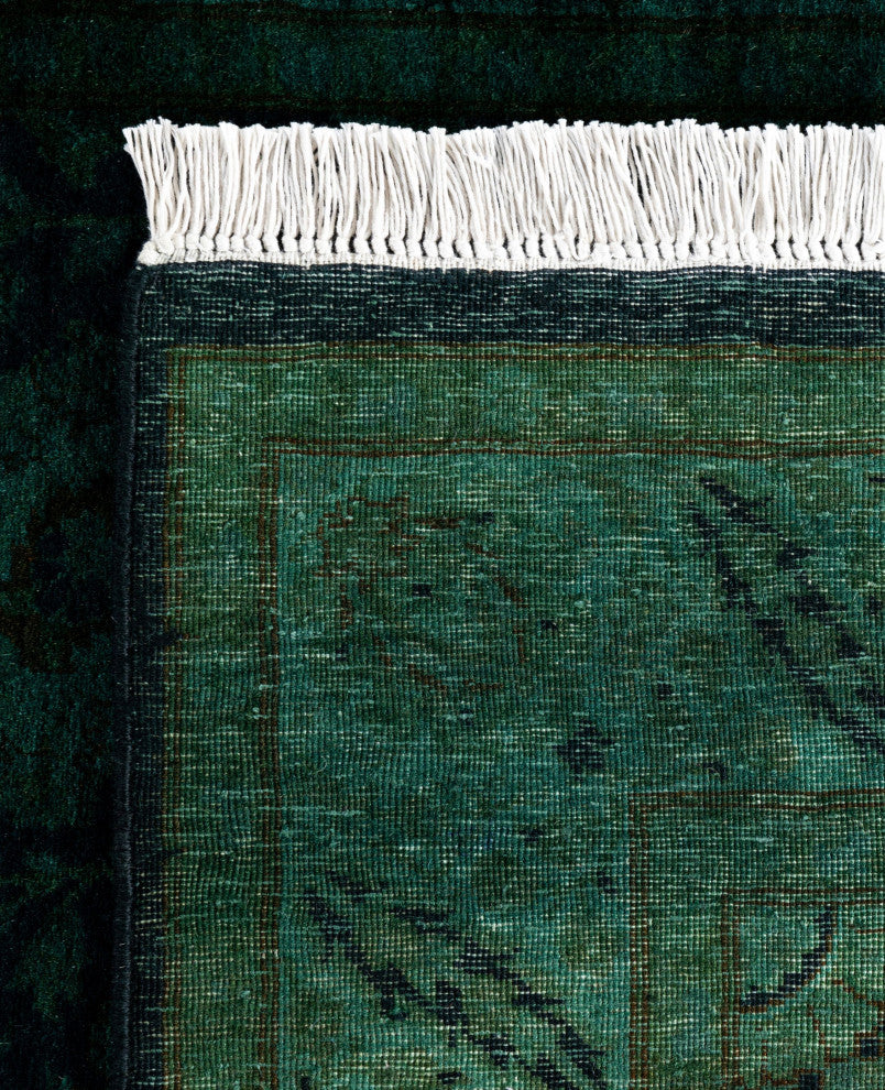 Overdyed One-of-a-Kind Hand-Knotted Area Rug Black, 3' 1" x 8' 3"
