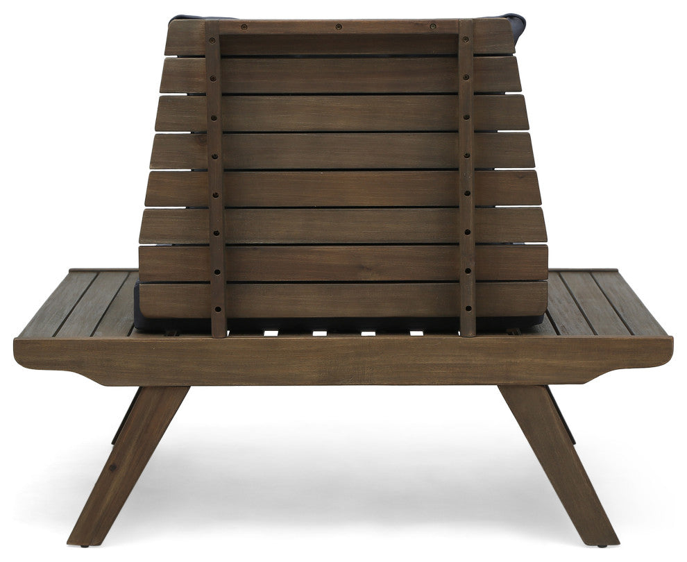 Kailee Outdoor Wooden Club Chairs With Cushions, Dark Gray, Gray Finish, Set of 2