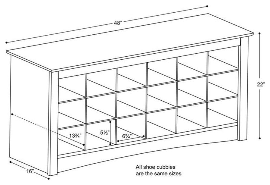 Prepac 18 Cubby Shoe Storage Bench in Black