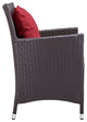 Restaurant Tables and Chairs, "Amadeo" Rattan Bistro Chair, Red