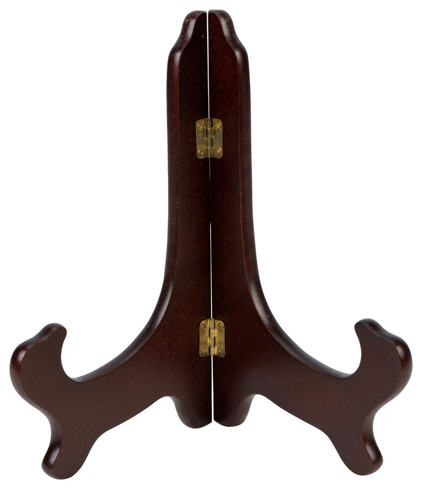 Beautiful Dark Brown Glossy Finish Wooden Plate Stand Display Easel, 14"
