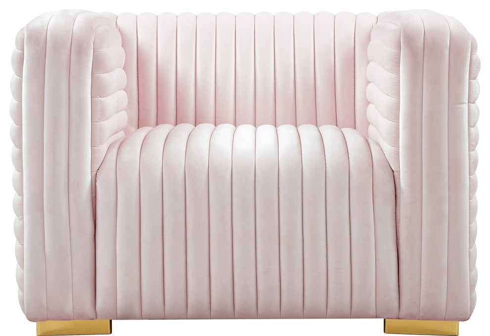 Ravish Velvet Upholstered Chair, Pink, Chair