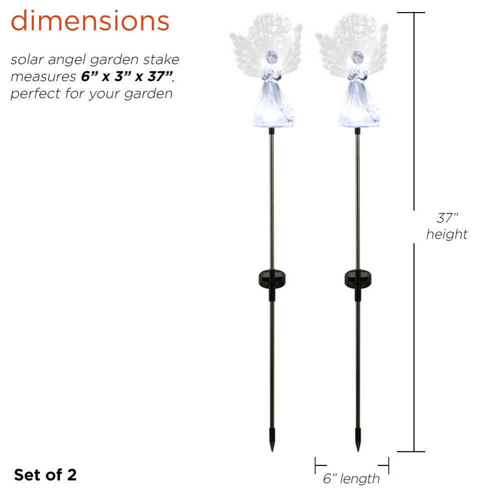 37"�H Outdoor Solar Angel Garden Stakes with Fiber Optic Wings and LED Lights