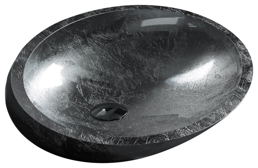 Vetro European Vessel Sink, Silver Leaf