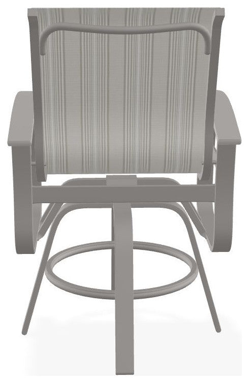 Belle Isle Sling Balcony Height Outdoor Swivel Chair, Harbor/Warm Gray