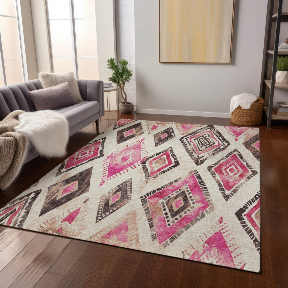 Machine Washable Indoor/Outdoor Chantille ACN1861 Linen 5' x 7'6" Rug