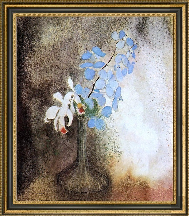 Odilon Redon Orchids Framed Premium Canvas Print, 16"x20"