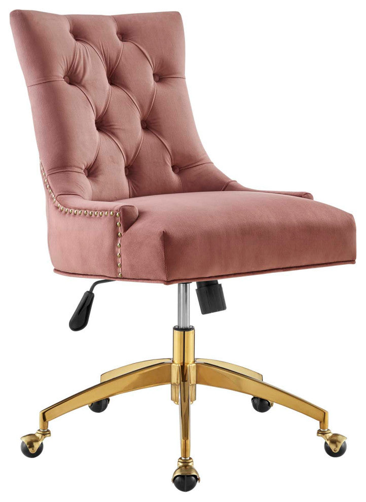 Regent Tufted Performance Velvet Office Chair Gold Dusty Rose
