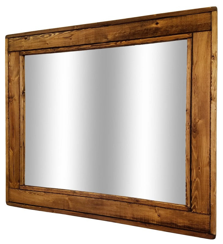 Herringbone Stained Vanity Mirror, Provincial, 42"x30", Horizontal