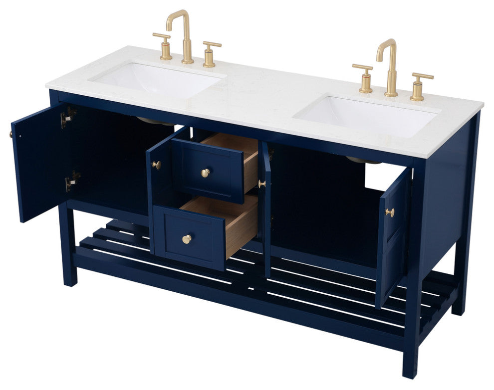 Tucker Blue 60" Double Sink Bathroom Vanity