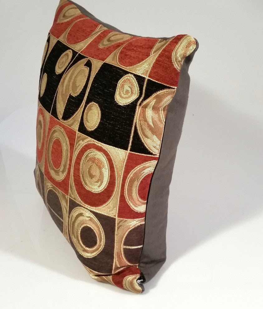 Designer Pillow Cover, Geometric Design, Red and Black, 2ox20