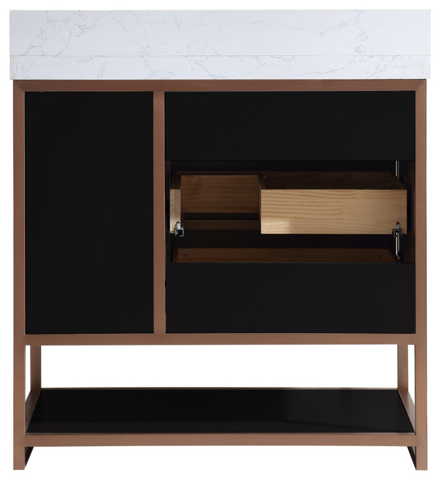 Vanity With Mirror, Sconce, Faucet Included