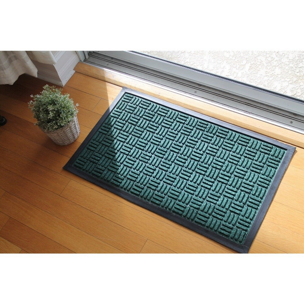 Rubber And Polypropylene Molded Mat, Weather Beater, 18"x30", Green Finish