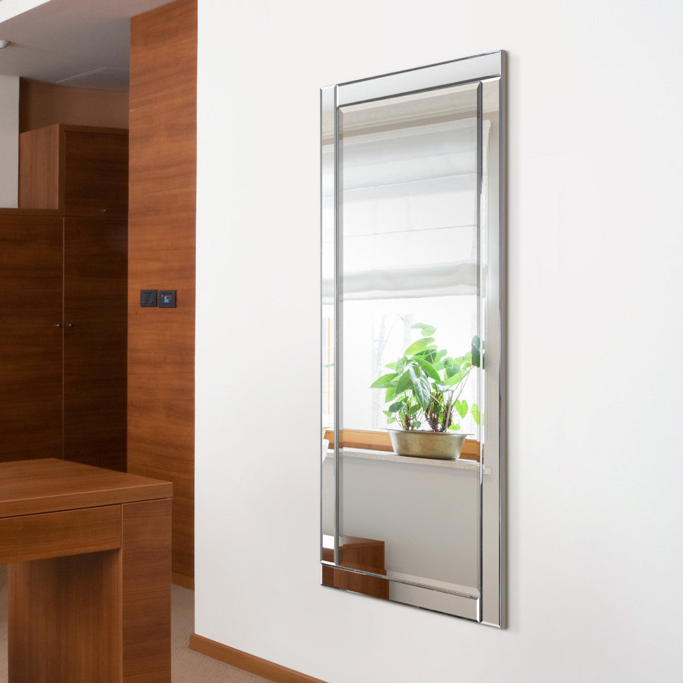 Modern Beveled Wall Mirror, 24"x54"