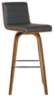 Sulkie 26" Counterstool, Walnut Wood Finish With Gray Faux Leather