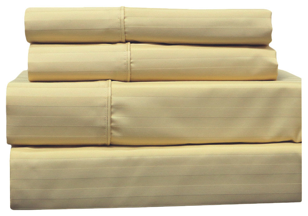 650 TC 22" Extra Deep Pocket Stripe Sheet Set, Gold, King