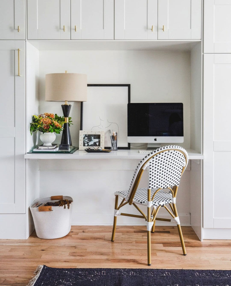 Elegant Black White Marble Table Lamp | Round Silver Tapered Tuxedo Hourglass