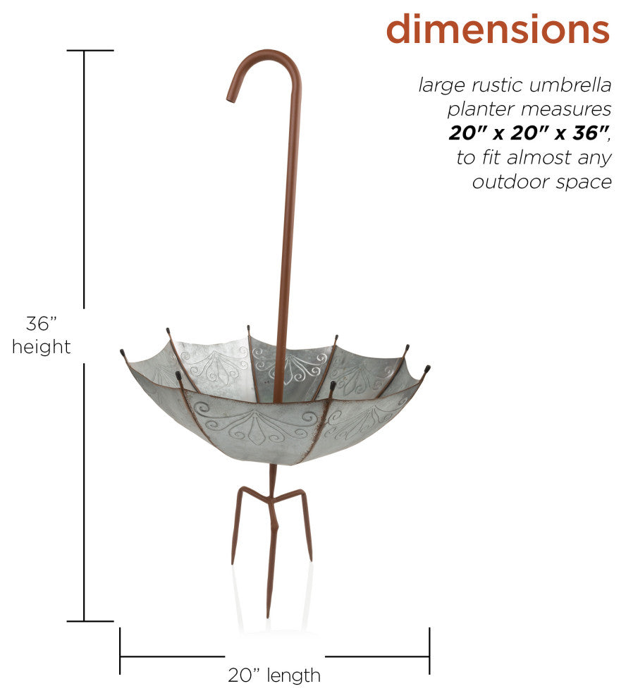 Outdoor Upside Down Umbrella Garden Stake and Planter, 37" Tall