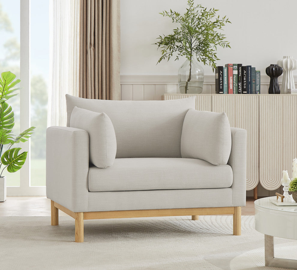Langham Linen Textured Fabric Upholstered Chair, Beige