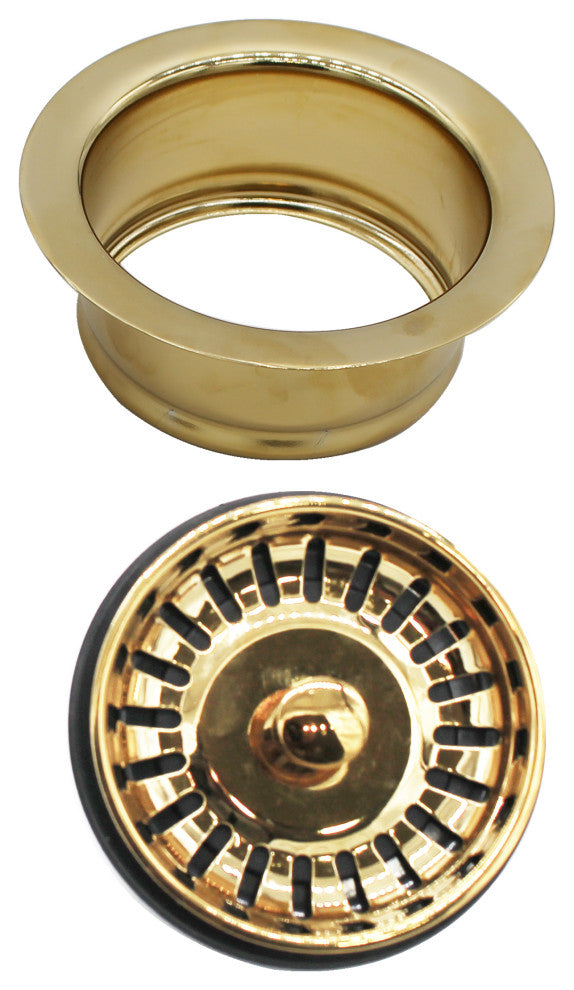 Insinkerator Style Disposal Flange And Strainer In Polished Brass, Polished Brass