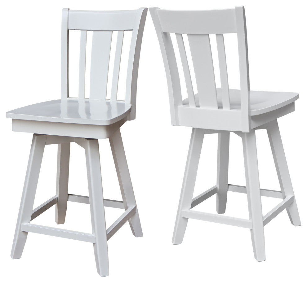 San Remo Counter Height Stool with 24 in. H Swivel Seat in White