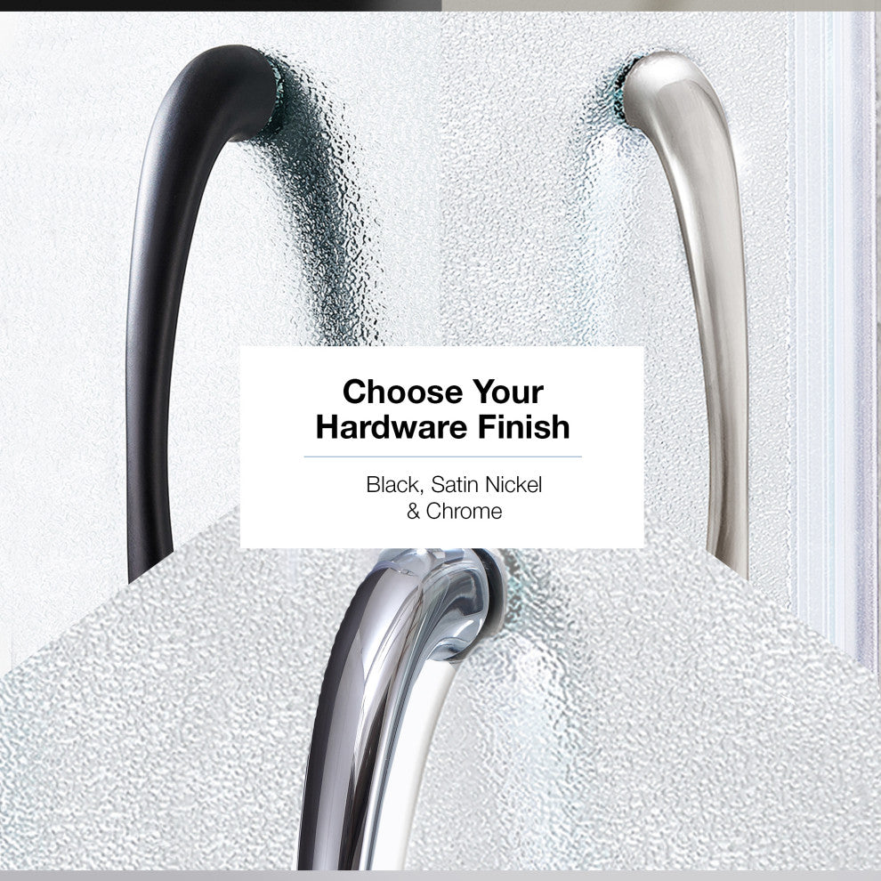 Ove Decors Breeze Shower Kit, Frosted Panels and Base, Satin Nickel, 36"