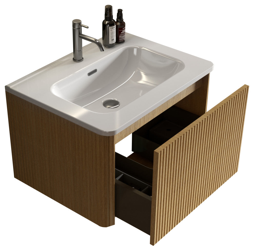 Wall-Mounted Bathroom Vanity Set with White Ceramic Sink