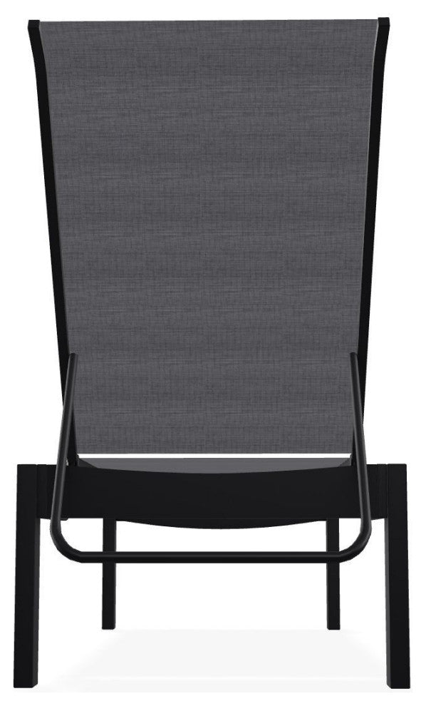 Leeward Sling Stackable Outdoor Chaise Lounge, Augustine Pewter/Black