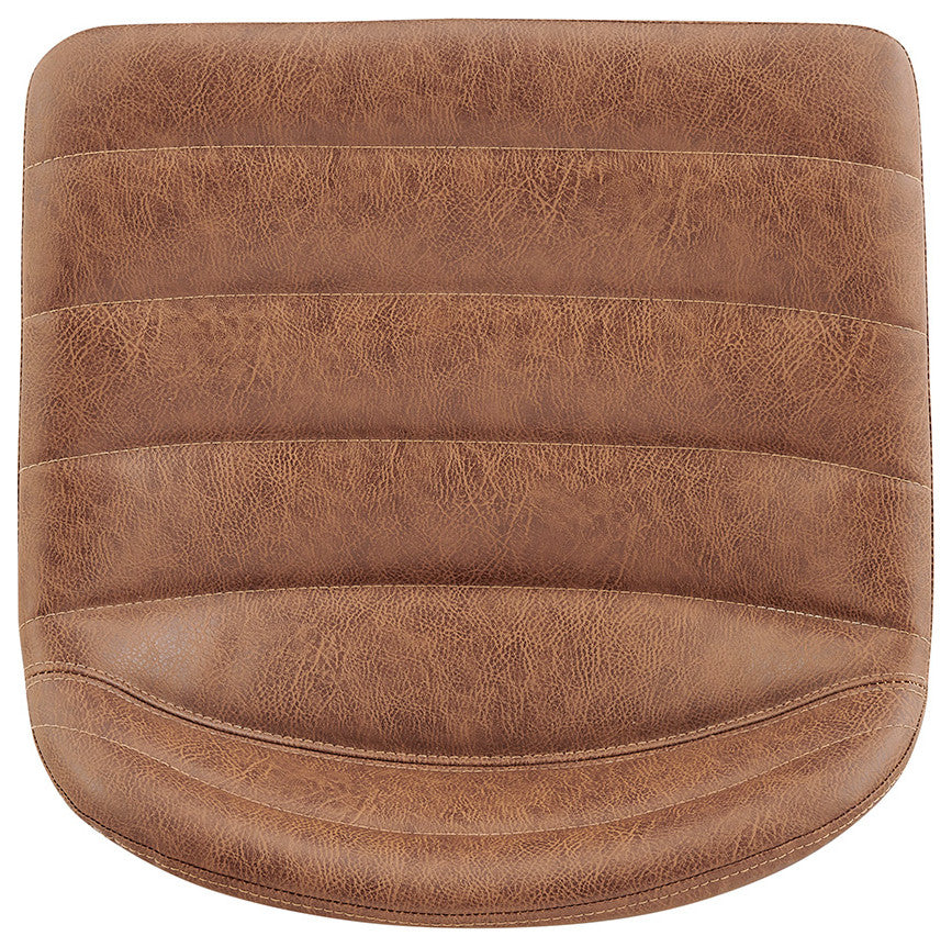 Koa Fabric Gaslift Swivel Bar Stool, Set of 2, Umber Brown, Faux Leather