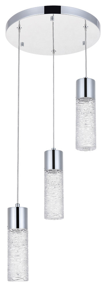 Chrome Finish 3-Light Led Pendant