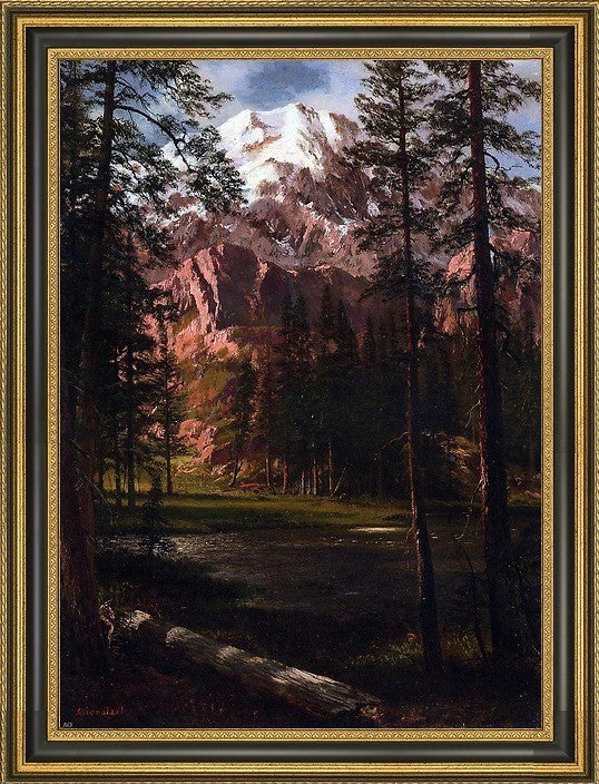 Albert Bierstadt Mountain Lake Framed Premium Canvas Print, 16"x24"