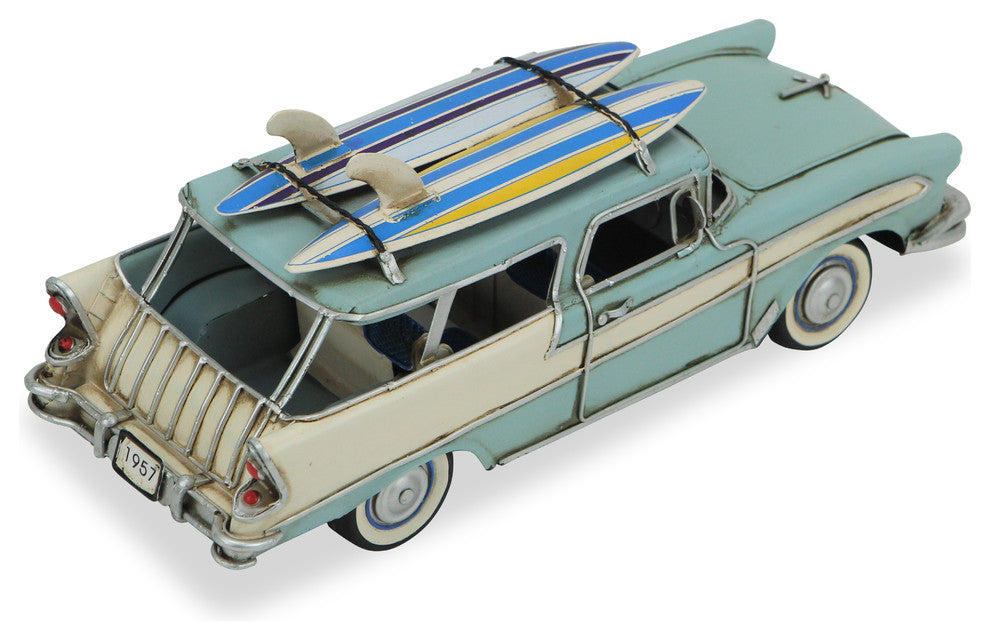 Station Wagon With Surfboard, Blue